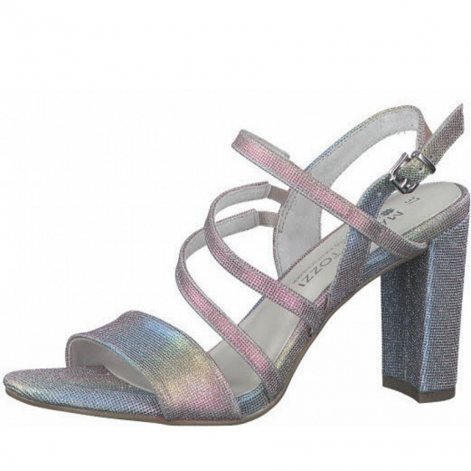Marco Tozzi Damen Sandalette Sandalette In Silber Kombi.
