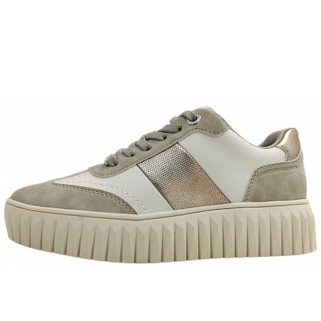 Marco Tozzi Damen Sportlicher Schnürer In Ivory Comb. 436