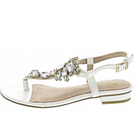 Marco Tozzi Damen Sandale In White Patent Marco Tozzi Damen Sandale In White Patent