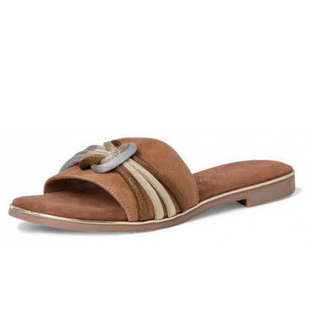 Marco Tozzi Damen Pantolette Pantolette In Braun-Kombiniert