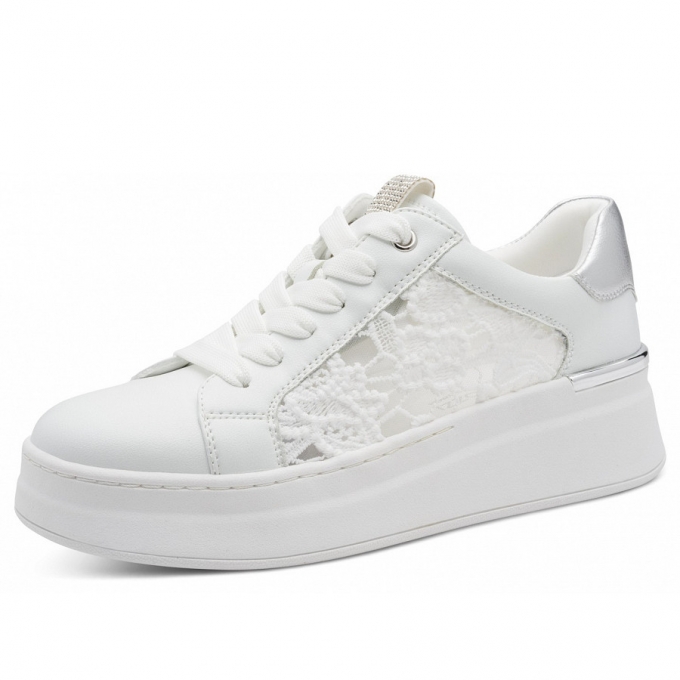 Marco Tozzi Damen Wedding Gmk Eleganter Schnürer In White Combi Marco Tozzi Damen Wedding Gmk Eleganter Schnürer In White Combi