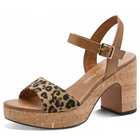 Marco Tozzi Damen Sandalette In Leo Cognac