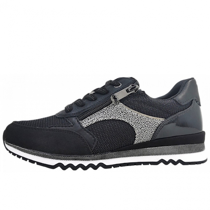 Marco Tozzi Damen Sportlicher Schnürer In Black Comb 098 Marco Tozzi Damen Sportlicher Schnürer In Black Comb 098