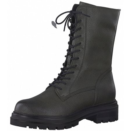 Marco Tozzi Damen Schnürstiefel In Olive