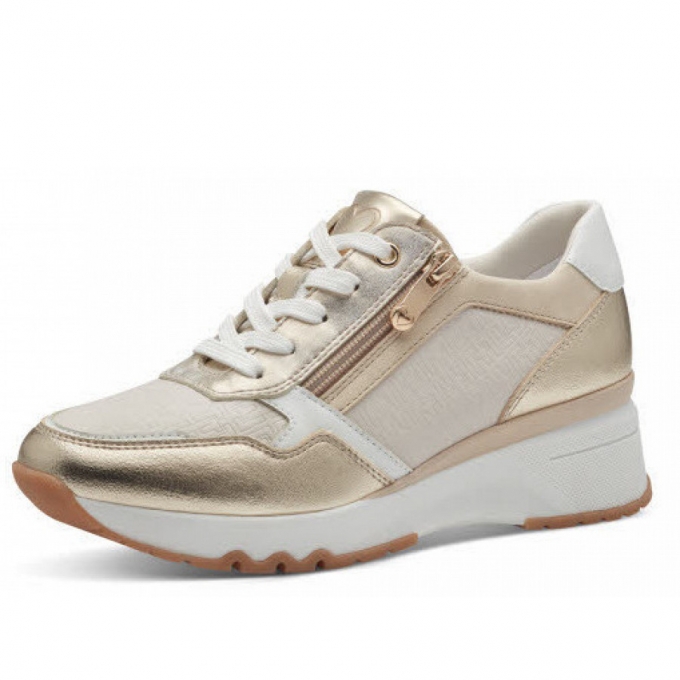 Marco Tozzi Damen Schn?Rermodel 2373042 Sneaker In Beige-Kombiniert