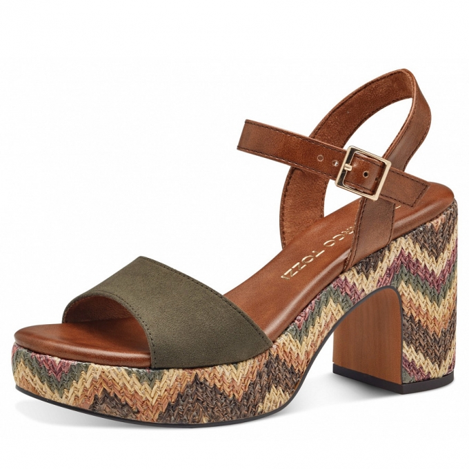 Marco Tozzi Damen Sandalette In Khaki Kombi Marco Tozzi Damen Sandalette In Khaki Kombi