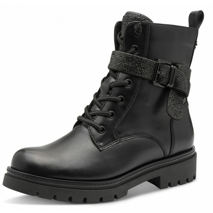 Marco Tozzi Damen Schnürstiefel In Schwarz