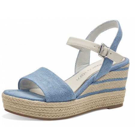 Marco Tozzi Damen Keilsandalette In Jeans Combi Marco Tozzi Damen Keilsandalette In Jeans Combi