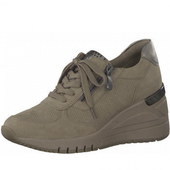 Marco Tozzi Damen Schnürer Sneaker In Beige