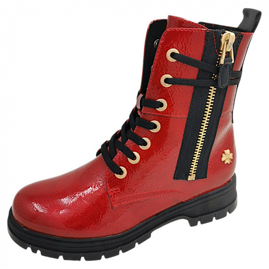 Marco Tozzi Damen Schnürstiefel In Dk. Red Patent 566