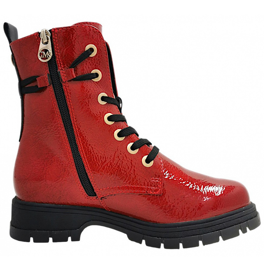 Marco Tozzi Damen Schnürstiefel In Dark Red Patent 566