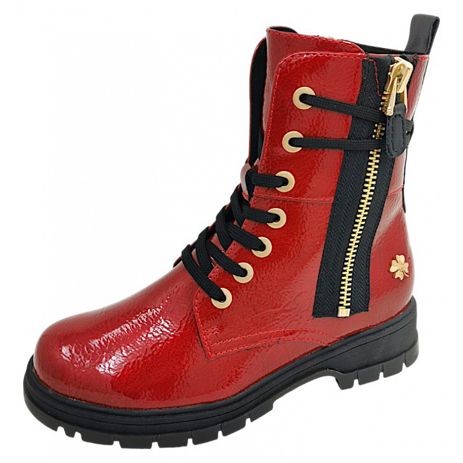 Marco Tozzi Damen Schnürstiefel In Dark Red Patent 566