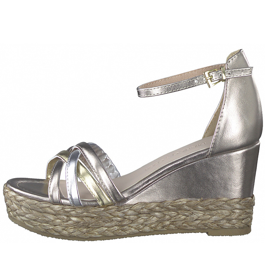 Marco Tozzi Damen Keilsandalette In Rose Metalic Kombi