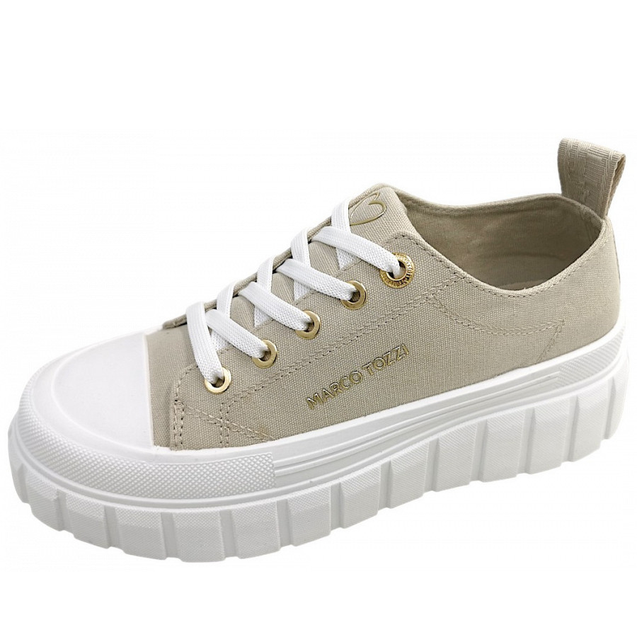Marco Tozzi Damen Sportlicher Schnürer In Beige 400
