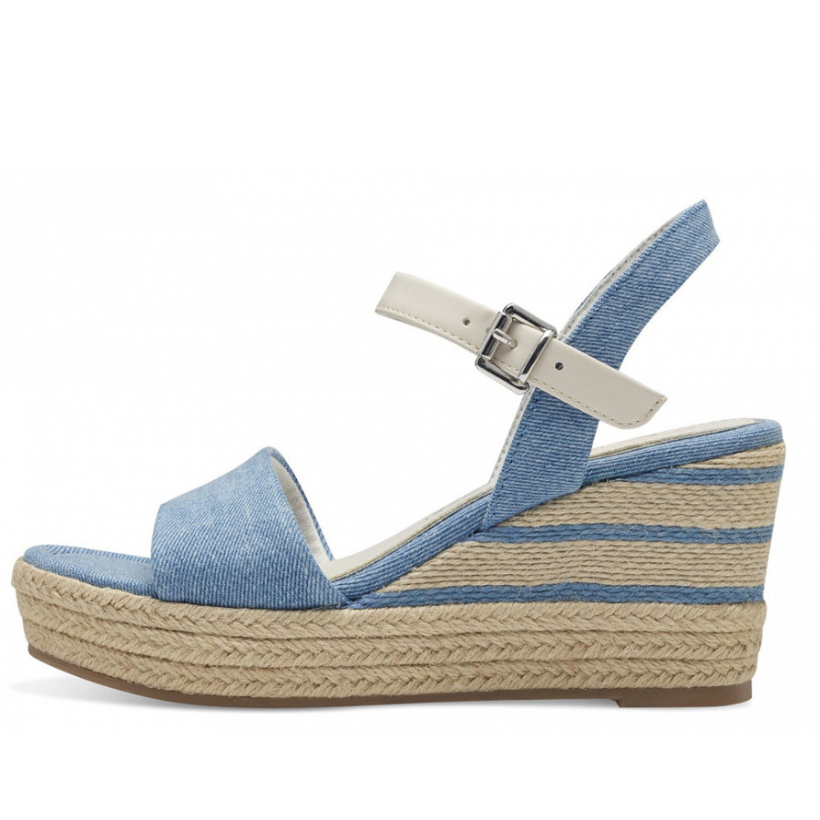 Marco Tozzi Damen Keilsandalette In Jeans Combi