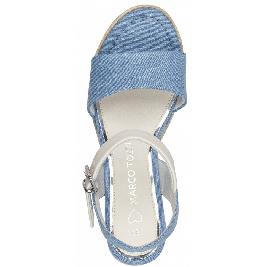 Marco Tozzi Damen Keilsandalette In Jeans Combi